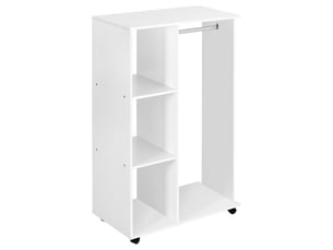 Portant vêtements mobile pour chambre 80 x 40 x 128 cm avec 3 étagères gain de place moderne épuré en mélamine blanc 21_0000085