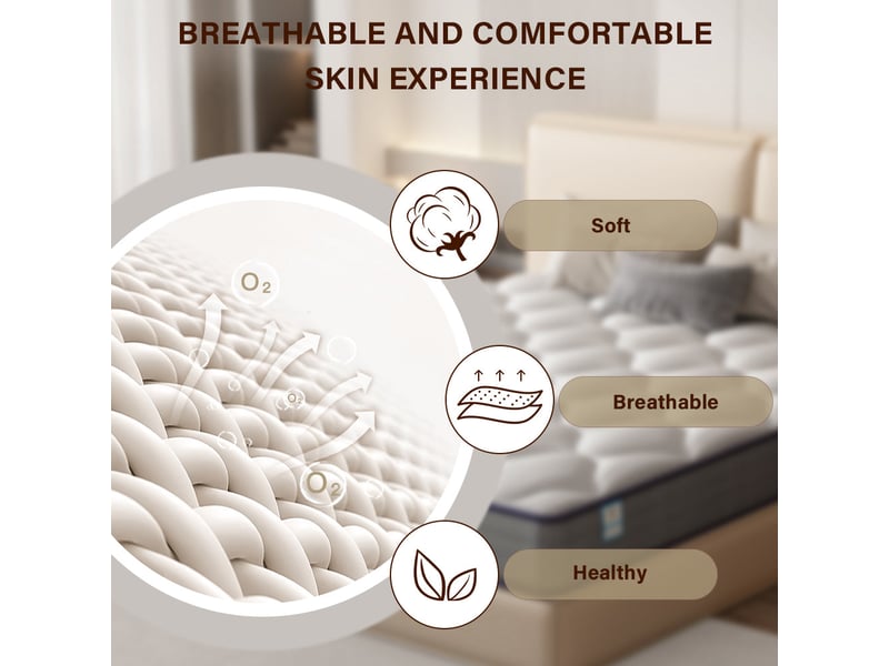 Ensemble 140x190cm matelas à ressorts +sommier à lattes sur pieds, epaisseur du matelas 20cm  - Conforama C