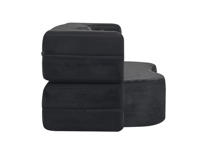  Canapé convertible compressé 2 places pliable en microfibre noire avec 2 coussins  - Conforama D