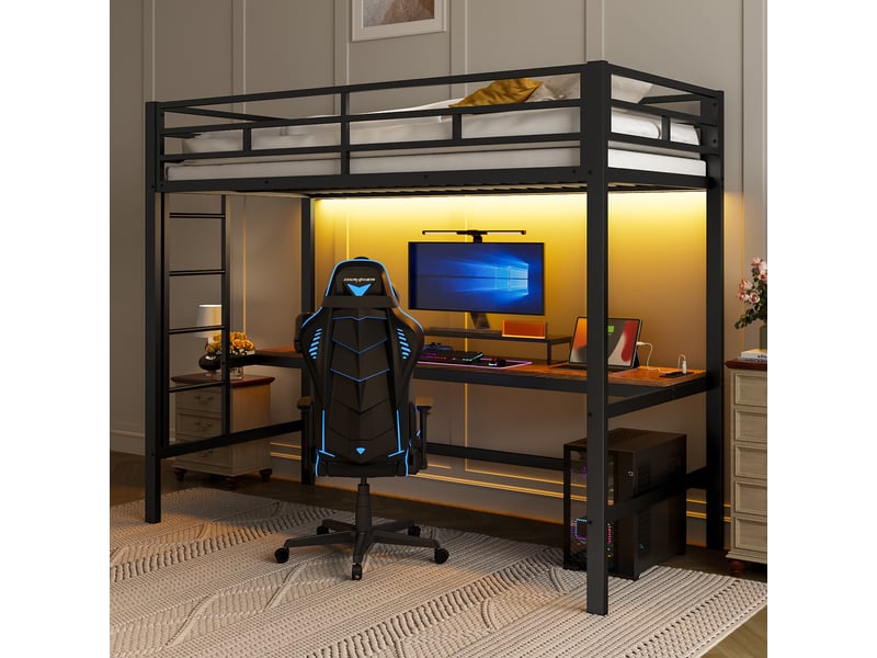  Lit superposé en métal noir 90x200 cm  - Conforama D