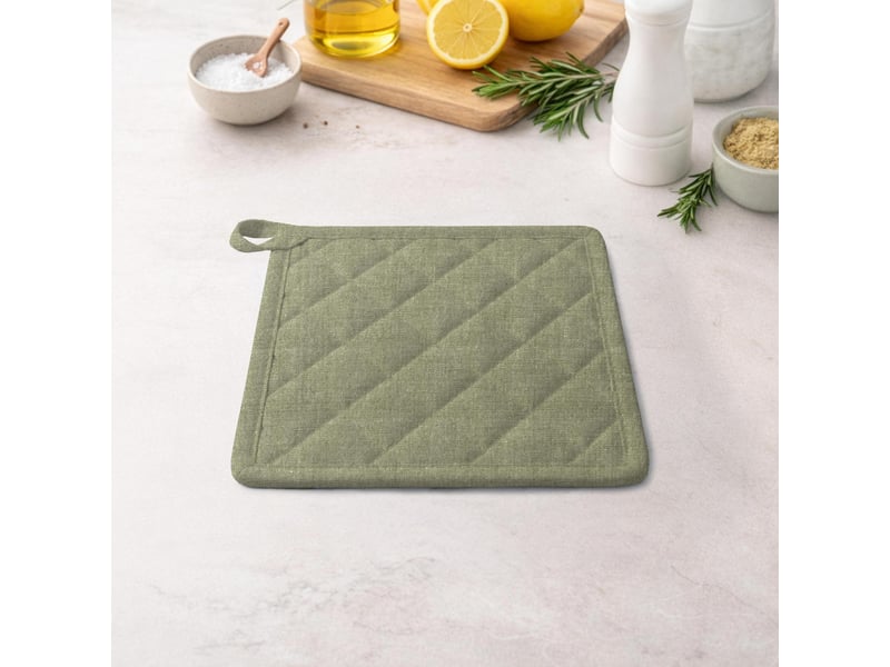  Manique en coton 20x20 cm chambray vert, par soleil d'ocre  - Conforama A