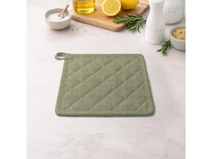 Manique en coton 20x20 cm chambray vert, par soleil d'ocre