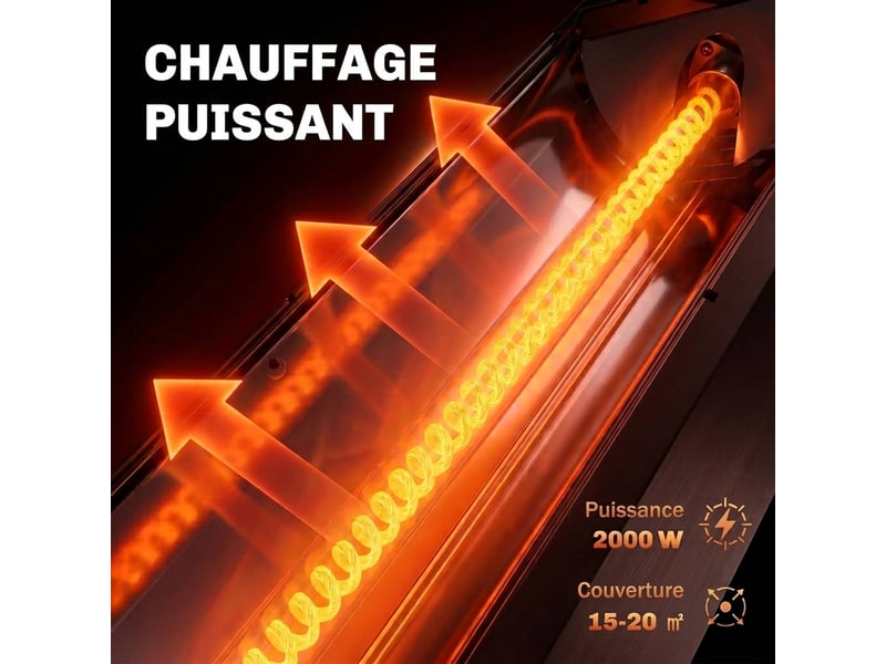  Chauffage infrarot 2000w radiateur extérieur sur pied avec télécommande et minuterie  - Conforama B