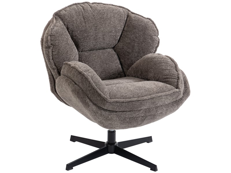  Fauteuil pivotant 360° en velours avec accoudoirs et base 4 branches gris 76x86x88 cm  - Conforama B