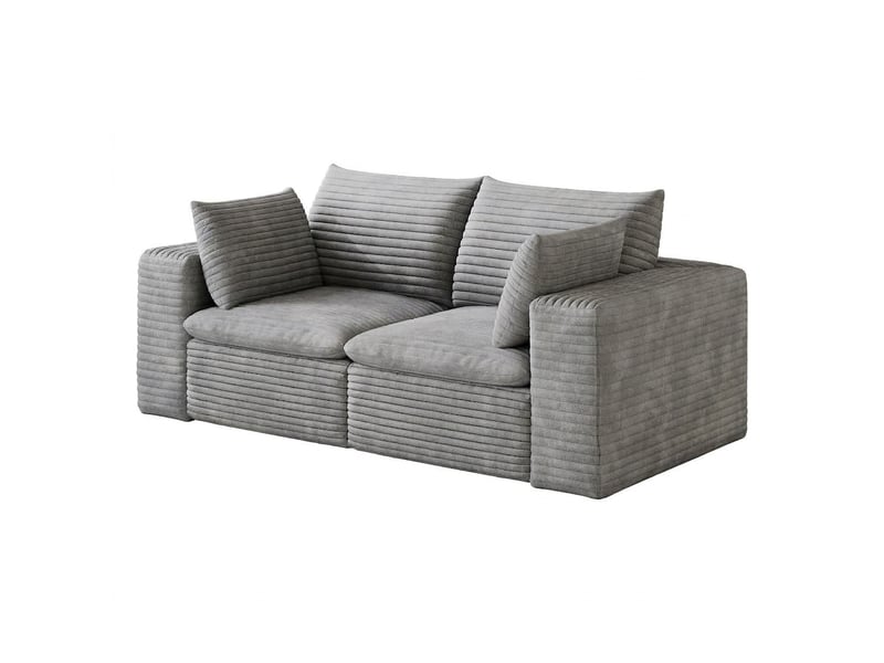  Canapé nuage en velours côtelé 180 cm pour salon 2 places gris foncé  - Conforama A