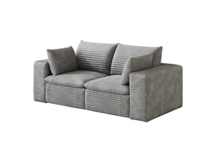 Canapé nuage en velours côtelé 180 cm pour salon 2 places gris foncé