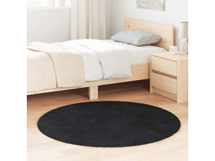 Tapis shaggy à poils longs navarra noir 120x120 cm polyester - comfortxl