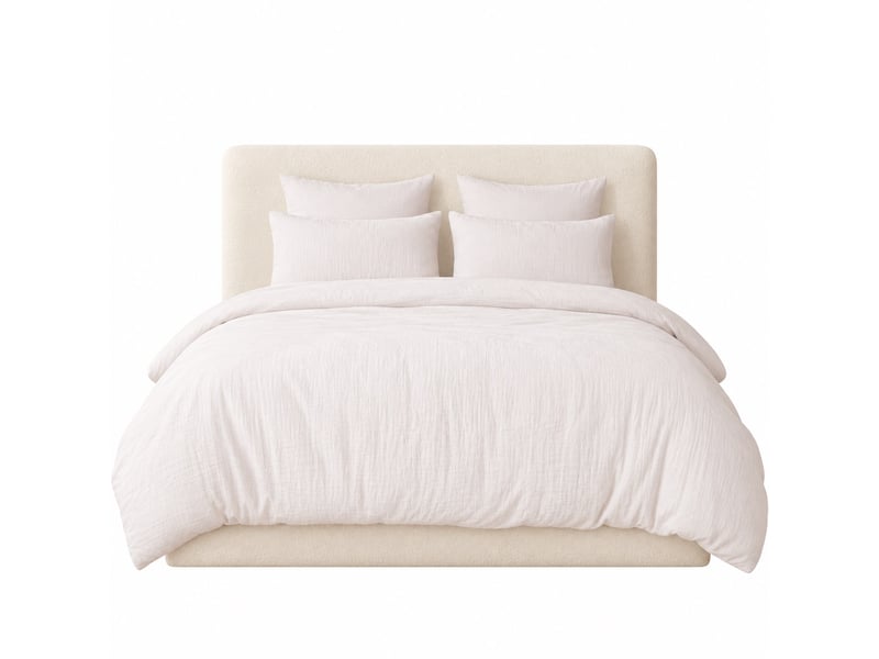  Parure de lit 240x260 cm gaze de coton lavé ecru naturel PD23654 - Conforama A