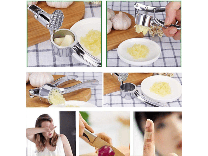  1 presse-ail en acier inoxydable, coupe-ail, presse-ail, passe au lave-vaisselle, aide de cuisine pratique pour l'ail frais et le gingembre (argent)  - Conforama D