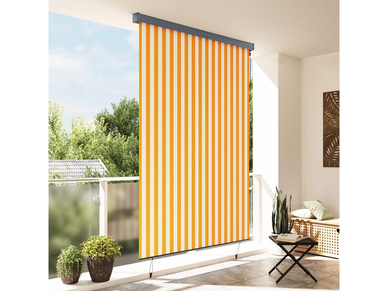  Store enrouleur, store à rouleau blanc et orange 180 x 250 cm tissu et aluminium cf44954  - Conforama C