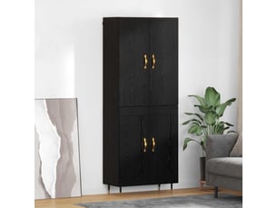 Buffet - haut armoire chêne noir 69,5 x 34 x 180 cm bois d'ingénierie