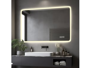 Miroir rectangulaire de salle de bain coloris argenté <strong>DESMIU</strong> <strong></strong> - 100 cm x 60 cm