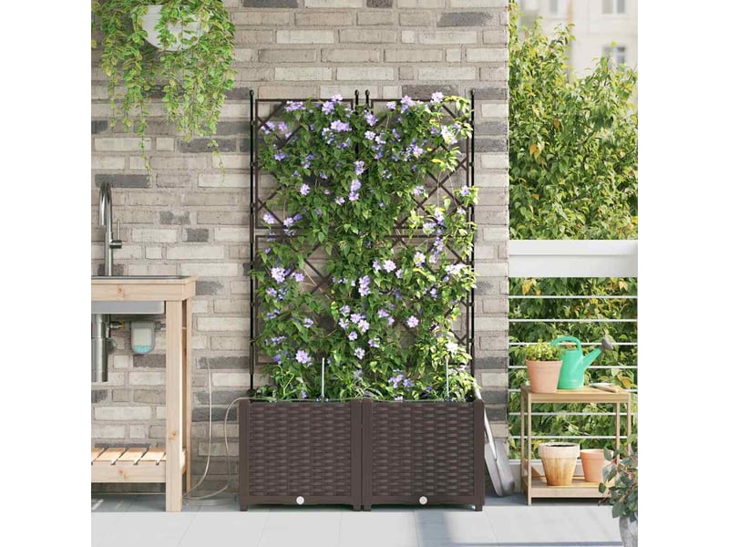  Jardinière - cache-pot de jardin 2 pcs marron 80 x 40 x 142 cm pp  - Conforama C