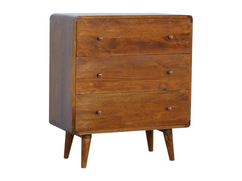  Artisan furniture commode incurvée en bois massif, finition châtaignier  - Conforama A