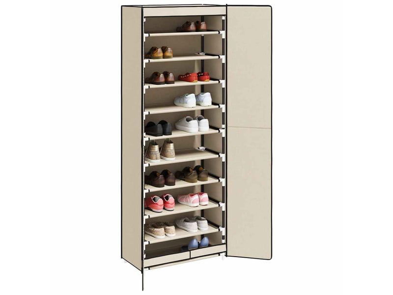  Meuble à chaussure, armoire à chaussures crème 60x30x166 cm tissu  - Conforama C