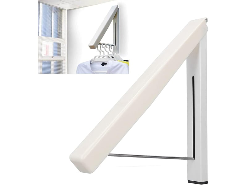  Portemanteaux cintres pliables, porte cintre mural, aluminium étendoir pour buanderie, garage, utilisation intérieure et extérieure, avec vis et c, blanc  - Conforama B
