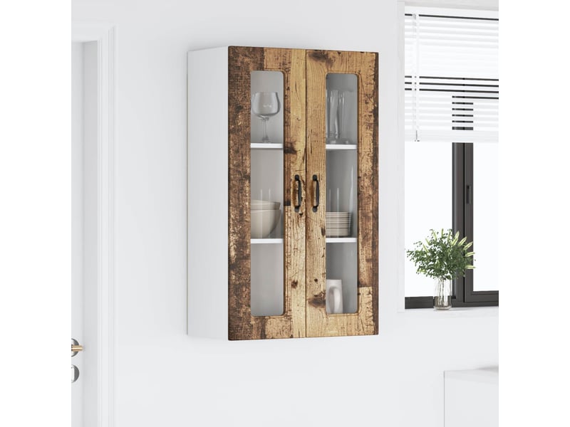 Meuble mural de cuisine | armoire de cuisine bois ancien 60x31x100cm shl4384 - Conforama D