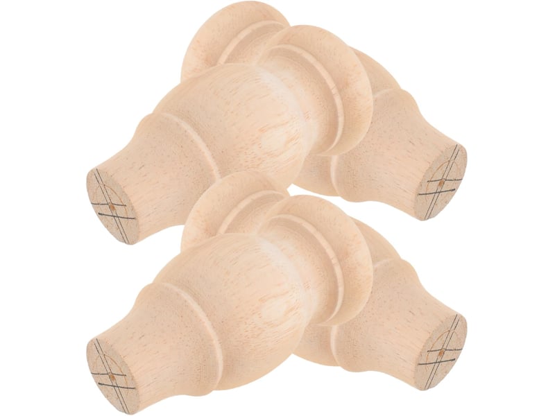  4pièces meubles bois massif sculpté ronds et courts pour tables et canapés de rechange bois  - Conforama A