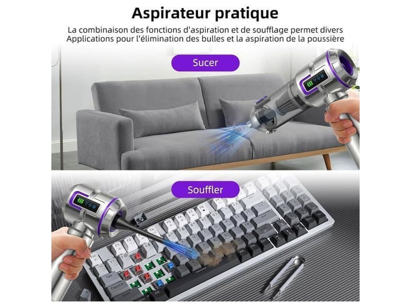  Aspirateur balai 4 en 1 sans fil 16 kpa avec soufflerie lcd type c 3 vitesses 413446_AACKO80508_6_DROPFR - Conforama E