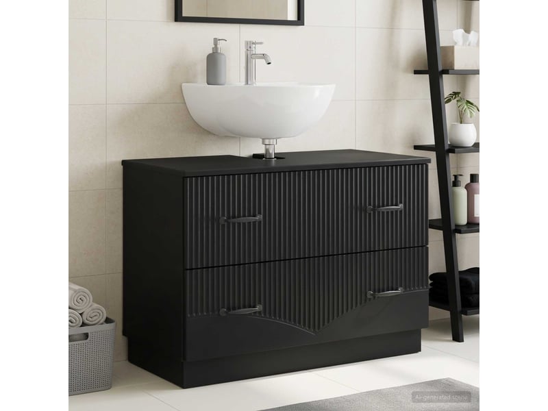  Meuble sous lavabo de salle de bain hoorn noir 82 x 41 x 56 cm cf64915  - Conforama B