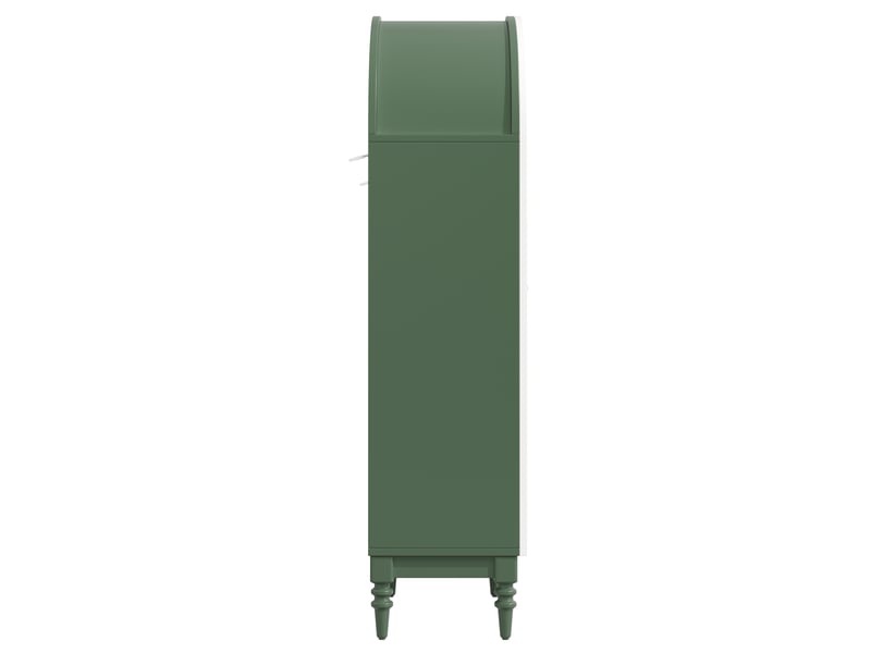 Buffet de cuisine haut 165x76x38,5 cm, vitrine à double porte en verre ondulé, design arc, mdf vert foncé et blanc  - Conforama D