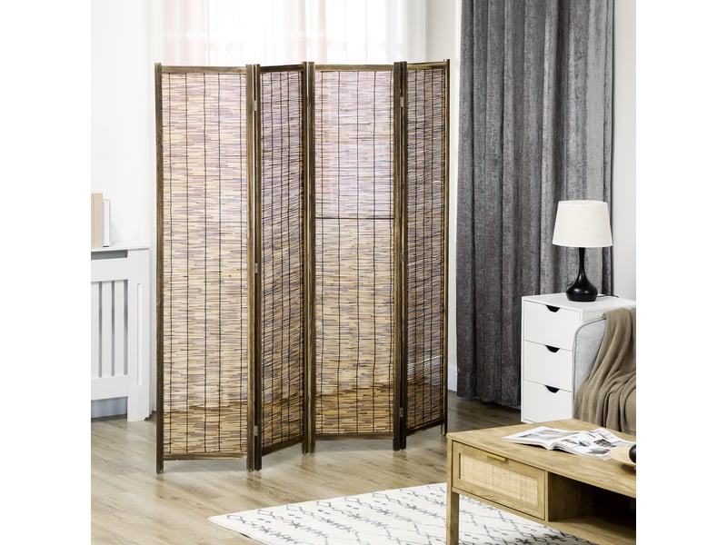  Paravent en bois séparateur de pièce closion de séparation pliable 4 panneaux 160 x 170 cm naturel -  - Conforama D