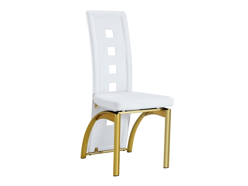  Chaises de salle à manger design en pu blanc et métal doré, lot de 4, h102,5 cm  - Conforama E