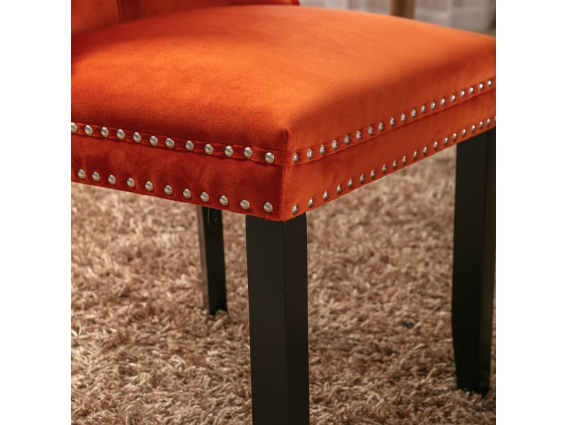  Chaises de salle à manger 2 pcs - velours orange capitonné sur piétement bois - contemporain haut de gamme nikki  - Conforama E