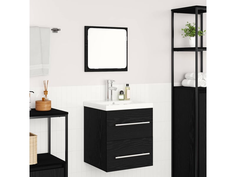  Ensemble de mobilier de salle de bain 2 pièces chêne noir cf64216  - Conforama D