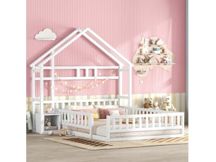 Lit cabane 140x200 cm <strong>MODENUIT </strong>  <strong></strong> coloris blanc