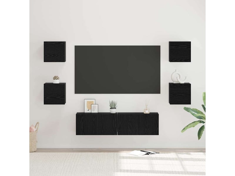  Ensemble meuble tv - banc tv - meuble de rangement 6 pcs chêne noir bois d'ingénierie  - Conforama B