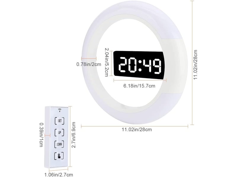  Horloge murale numérique led avec télécommande – alimentée par usb, blanc  - Conforama B