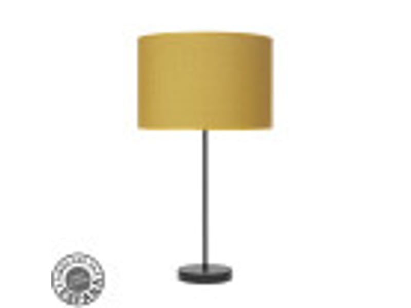  Fabrilamp moda grande lampe à poser noir jaune, abat-jour textile motif jaune uni, 1 x e27, 63 cm 212471109 - Conforama B