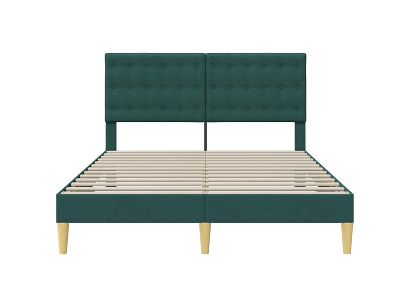  Lit double- lit adulte -  cadre de lit avec tête de lit vert foncé 120 x 190 cm tissu  - Conforama C