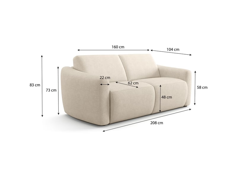  Canapé droit convertible 3 places en tissu chenille beige - ouverture express - suzie Suzie - Conforama D