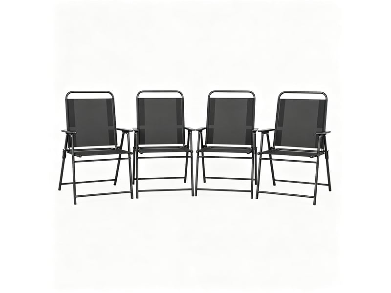  Lot de 4 chaises pliantes d’extérieur avec haut dossier et accoudoirs  - Conforama A