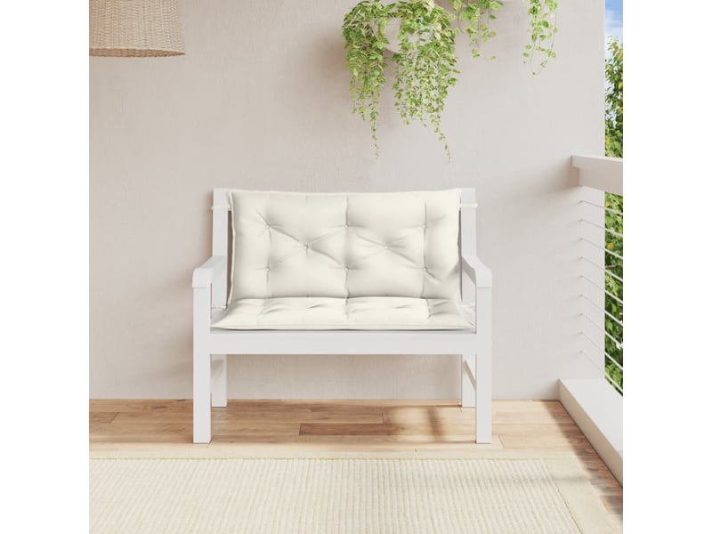  Lot de 2 coussins de banc de jardin, coussins d'assise crème mélangé tissu cf58653  - Conforama C