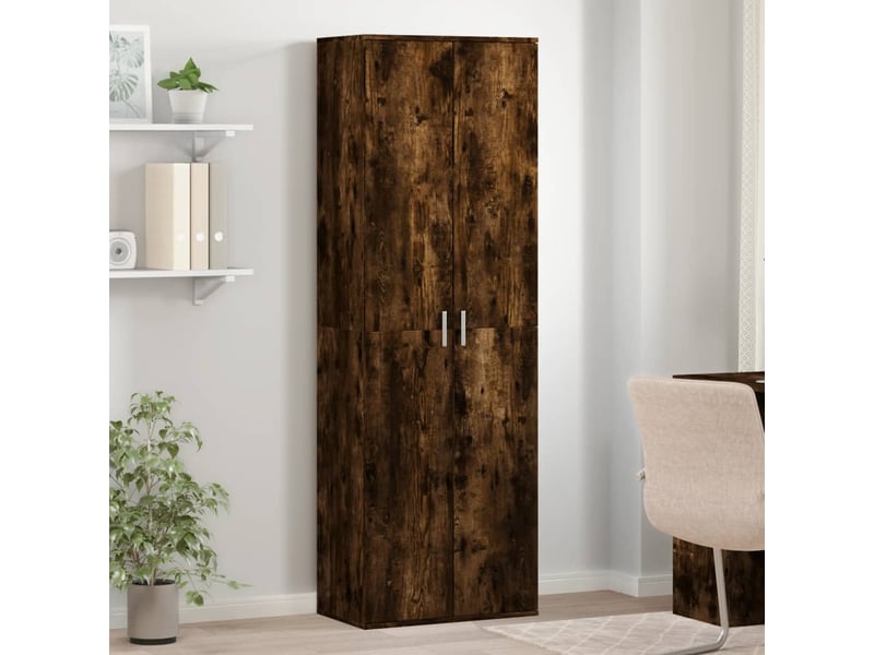  Buffet haut - bahut - meuble de rangement chêne fumé 60x35x180 cm bois d'ingénierie  - Conforama B