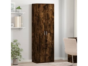 Buffet haut - bahut - meuble de rangement chêne fumé 60x35x180 cm bois d'ingénierie