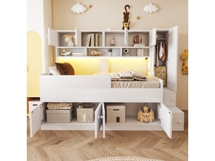 Lit mezzanine 90x200 cm <strong>HAUSS SPOLE</strong> <strong></strong> coloris blanc