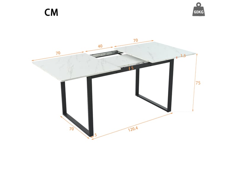  Ensemble table à manger extensible 140180x80x75 cm et 8 chaises blanc noir  - Conforama D