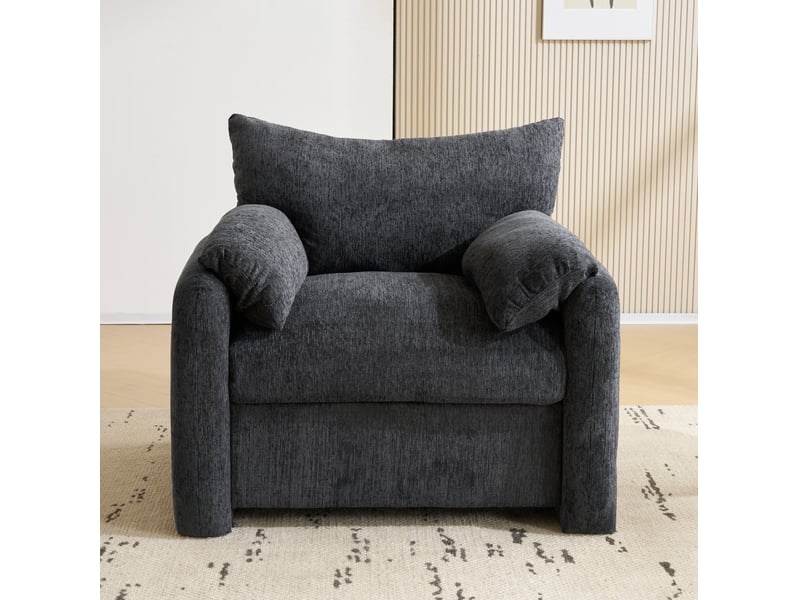  Fauteuil 1 place en tissu chenille gris, 96 x 82 x 84 cm  - Conforama C