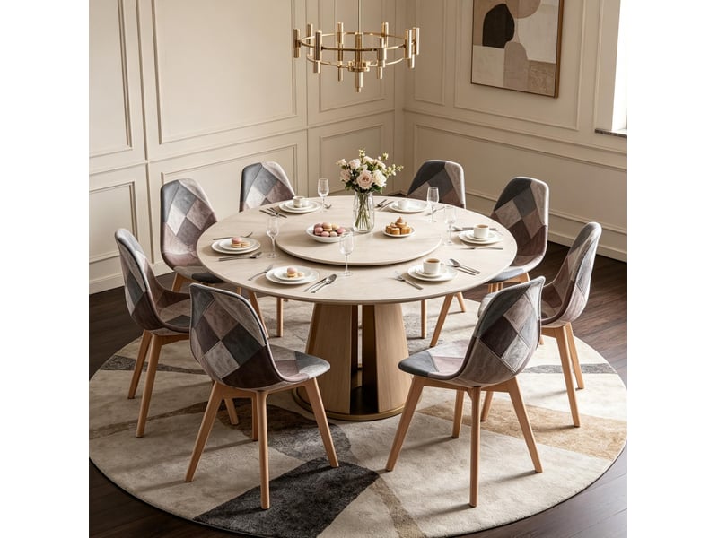  Lot de 8 chaises de salle à manger en tissu patchwork multicolore, design moderne  - Conforama D
