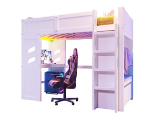 Lit mezzanine 90x200 cm <strong>HAVRYA</strong>  <strong></strong> coloris blanc