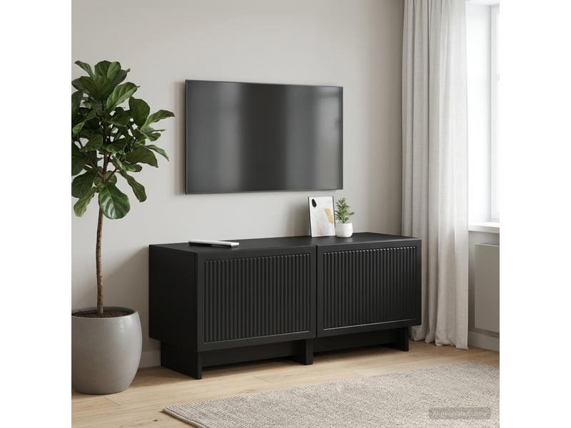  Meuble tv - banc tv - meuble de rangement noir bois d'ingénierie  - Conforama B