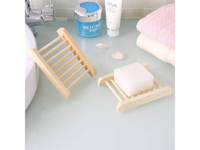  Bambou bois porte savons, 10pcs boîte à savon porte-savon écologique en bois de bambou naturel pour douche salle de bain cuisine éponge 12x1.8x9cm  - Conforama D