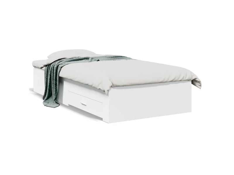  Lit simple- lit adulte -  cadre de lit avec tiroirs sans matelas blanc 90x200 cm  - Conforama A