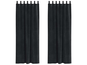 Lot de 2 rideaux, rideaux de fenêtre noir 140 x 245 cm velours cf44100
