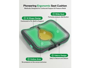 Coussin de siège en mousse à mémoire de forme, ergonomique en t – pliable, pour soulager douleurs coccyx