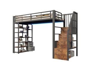 Lit mezzanine 90x200 cm <strong></strong>  <strong>evarich</strong> coloris noir